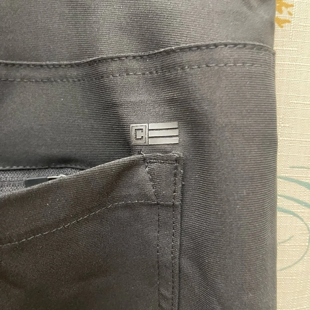 New Chaps Mens 38/32 Solid black dress pants pockets zip Semi Formal Stretch Big